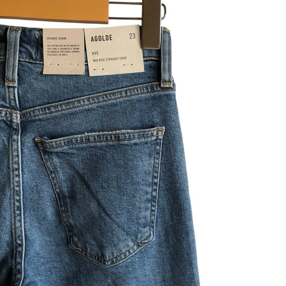 AGOLDE Kye Mid Rise Straight Crop Blue Jeans Size 23 Notion medium wash NWT NEW - Picture 12 of 16